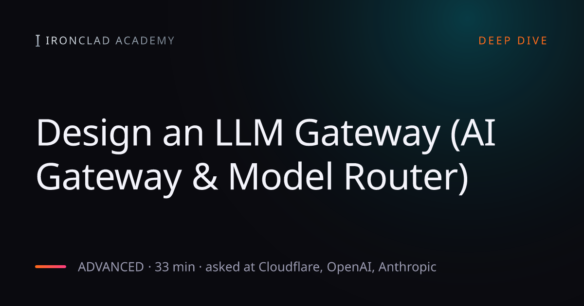 Design an LLM Gateway (AI Gateway & Model Router) · Ironclad Academy